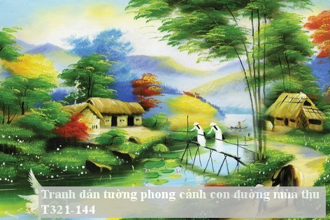 Tranh dán tường phong cảnh con đường mùa thu T321-144